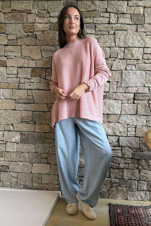 Conrad Slouch Cotton Knit Rose